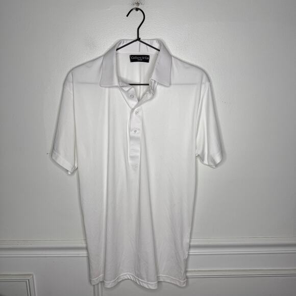 Collars & Co Dress Collar Polo Mens White Shirt Medium Performance Golf Casual - Picture 1 of 8